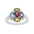 Sterling Silver Gemstone Ring, Adult Unisex, Size: 5, Multicolor