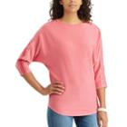 Women's Chaps Lace-trim Boatneck Tee, Size: Small, Pink