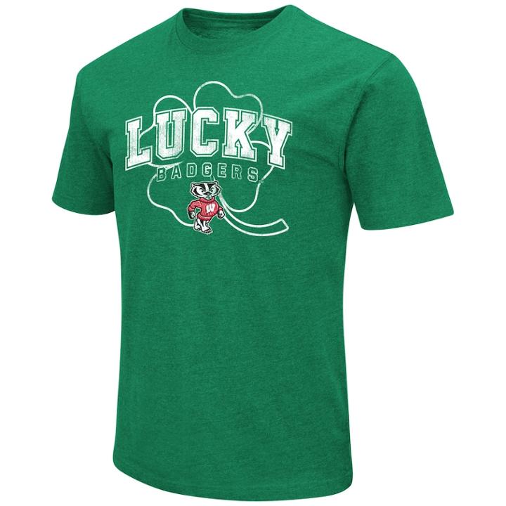Men's Colosseum Wisconsin Badgers St. Patrick's Day Tee, Size: Large, Green