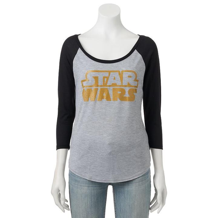 Juniors' Star Wars Logo Raglan Graphic Tee, Girl's, Size: Xs, Grey
