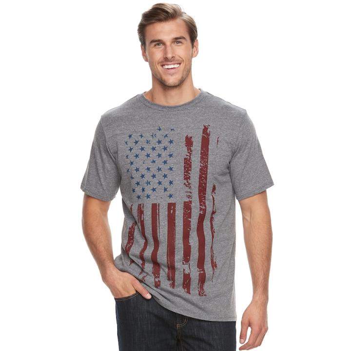 Big & Tall Apt. 9&reg; Frequency Americana Flag Graphic Tee, Men's, Size: L Tall, Med Grey