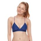 Mix-and-match Braided Triangle Bikini Top, Girl's, Size: Medium, Blue (navy)