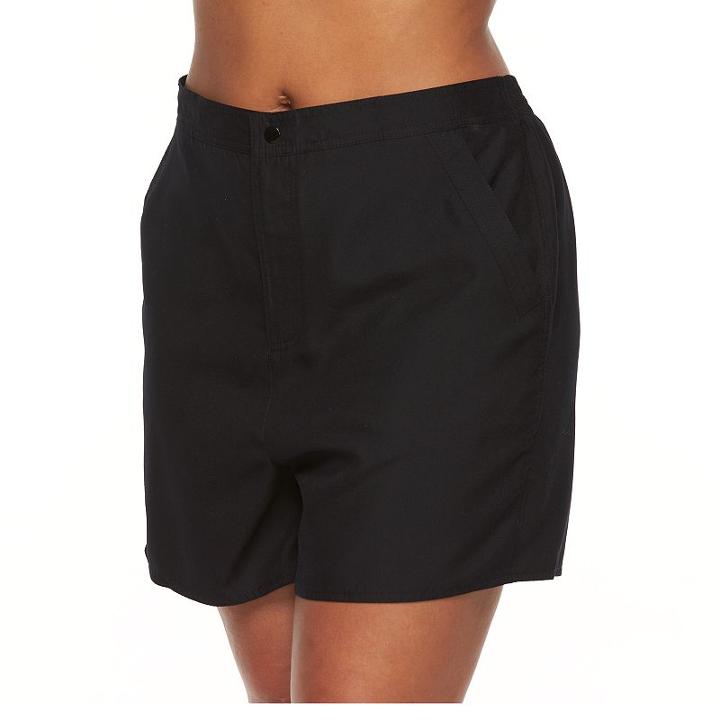 Plus Size Croft & Barrow&reg; Tricot Swim Shorts, Women's, Size: 20 W, Black