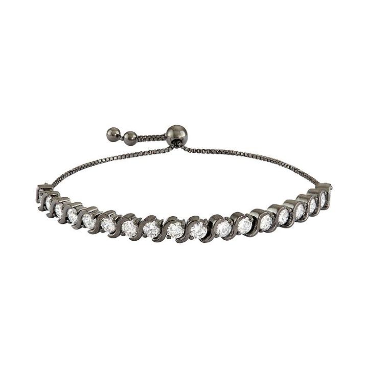Sterling Silver S Link Cubic Zirconia Lariat Tennis Bracelet, Women's, Size: 9, White