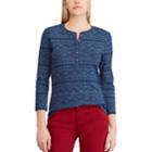 Petite Chaps Cotton Henley Shirt, Women's, Size: Xs Petite, Blue