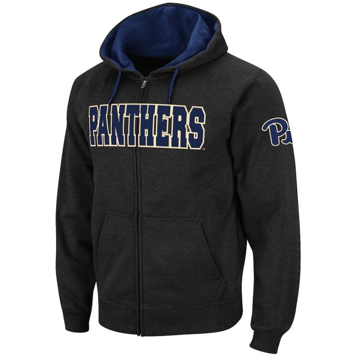 Men's Pitt Panthers Full-zip Fleece Hoodie, Size: Large, Light Grey