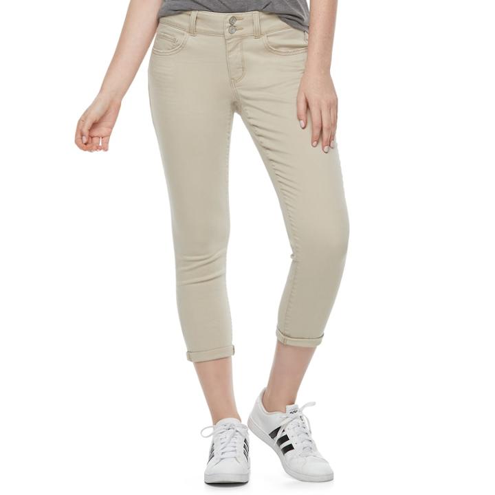 Juniors' So&reg; Twill Cropped Leggings, Teens, Size: 3, Dark Beige