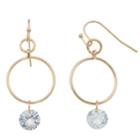 Lc Lauren Conrad Simulated Crystal Nickel Free Hoop Drop Earrings, Women's, Gold