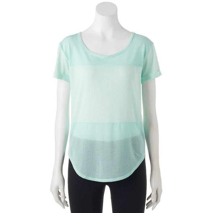 Juniors' So&reg; Perfectly Soft Mesh Insert Short Sleeve Tee, Teens, Size: Small, Brt Green