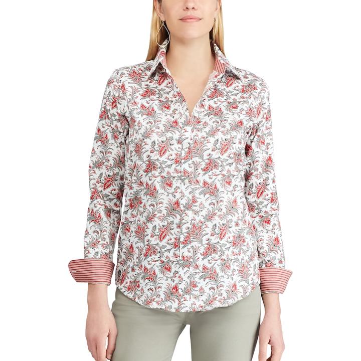 Women's Chaps No Iron Shirt, Size: Small, Natural
