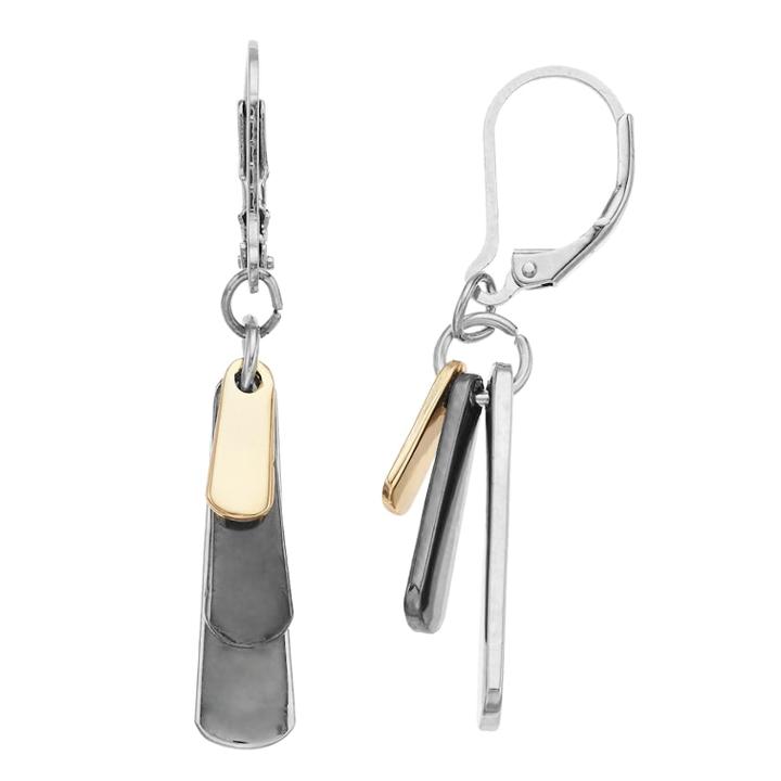 Tri Tone Bar Cluster Drop Earrings, Women's, Multicolor
