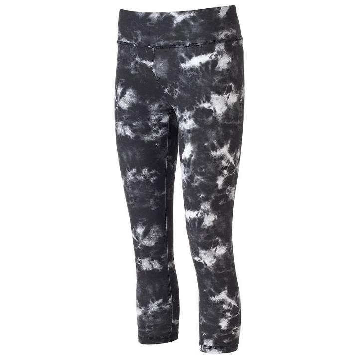 Juniors' So&reg; Tie-dye Yoga Capri Leggings, Girl's, Size: Small, Black