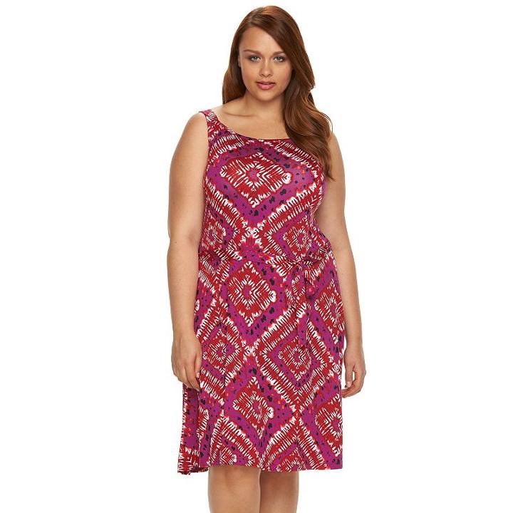 Plus Size Design 365 Tie-dye Fit & Flare Dress, Women's, Size: 2xl, Med Purple