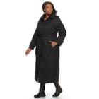 Plus Size Tower By London Fog Hooded Solid Trench Coat, Women's, Size: 1xl, Black