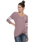 Juniors' So&reg; Varsity Striped Knot Front Tunic, Teens, Size: Medium, Lt Purple