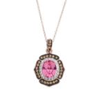 Sterling 'n' Ice Crystal 18k Rose Gold Over Silver Halo Pendant Necklace - Made With Swarovski Crystals, Women's, Size: 18, Red