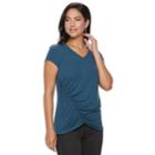 Women's Rock & Republic&reg; Asymmetrical Ruched Tee, Size: Xxl, Dark Blue