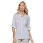 Plus Size Columbia Wiley Mesa Striped Roll-tab Shirt, Women's, Size: 3xl, Drk Purple