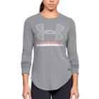 Women's Under Armour Big Logo Crew Long Sleeve Graphic Tee, Size: Large, Grey