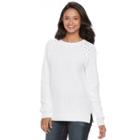 Juniors' So&reg; Raglan Crewneck Sweater, Teens, Size: Xl, White