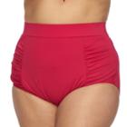 Plus Size Beach Scene High-waist Scoop Bottoms, Women's, Size: 22 W, Dark Pink