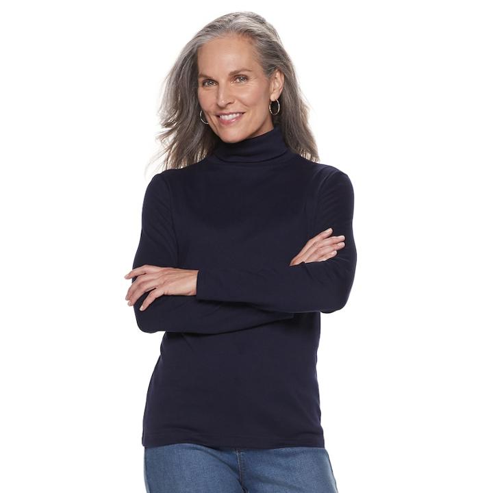 Women's Croft & Barrow&reg; Essential Turtleneck Top, Size: Large, Dark Blue