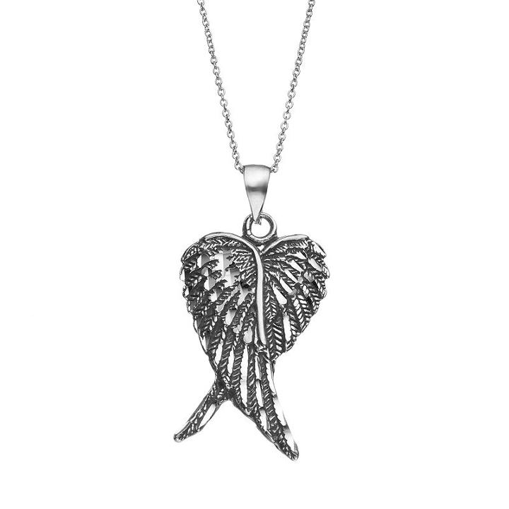 Journee Collection Sterling Silver Angel Wings Pendant Necklace, Women's, Size: 18, Multicolor