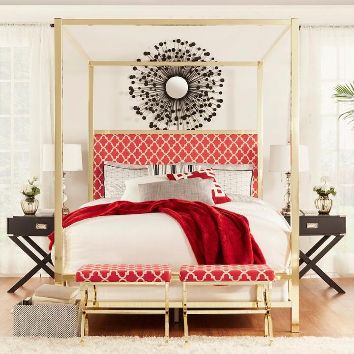 Homevance Barton Hills 83 Canopy Bed, Red