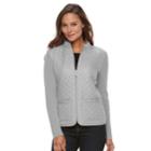 Women's Croft & Barrow&reg; Quilted Zip Sweater Jacket, Size: Medium, Med Grey