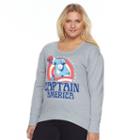 Juniors' Plus Size Marvel Captain America Graphic Fleece Sweatshirt, Girl's, Size: 2xl, Silver