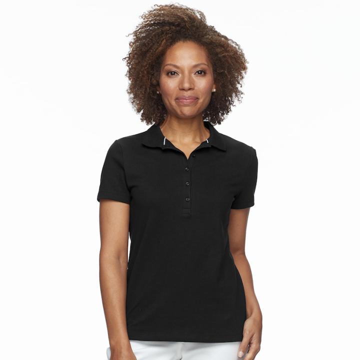 Petite Croft & Barrow&reg; Essential Short Sleeve Polo, Women's, Size: S Petite, Black