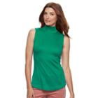 Women's Croft & Barrow&reg; Sleeveless Mockneck Top, Size: Large, Dark Green
