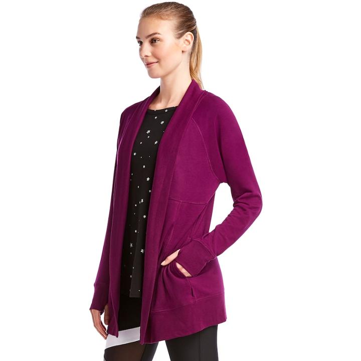 Women's Jockey Sport Cozy Thumb Hole Cardigan, Size: Small, Drk Purple