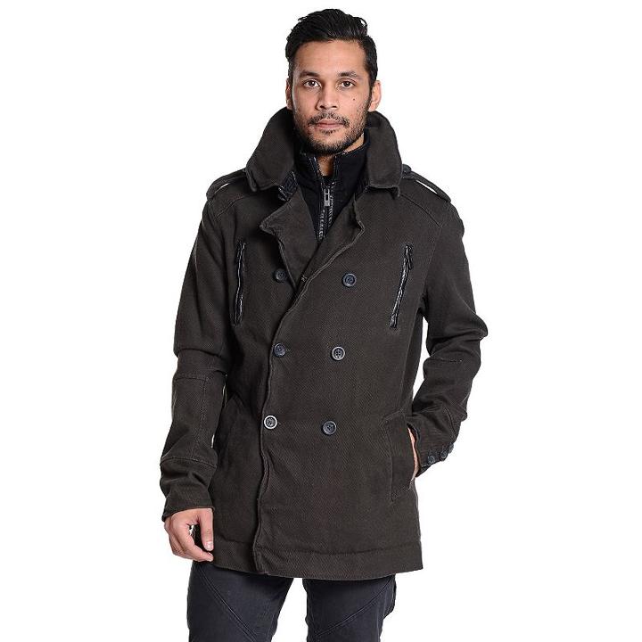 Men's Excelled Corduroy Peacoat, Size: Large, Brown