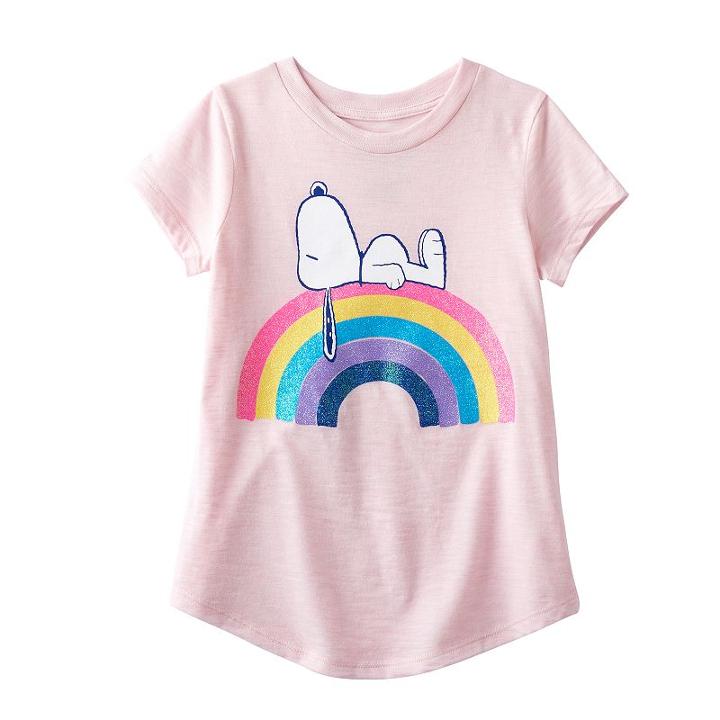 Girls 4-10 Jumping Beans&reg; Peanuts Snoopy Rainbow Tee, Girl's, Size: 6, Dark Pink