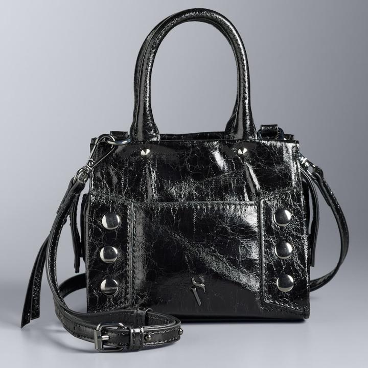 Simply Vera Vera Wang 10th Anniversary Driggs Studded Micro Satchel, Women's, Black