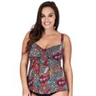 Plus Size Mazu Swim Tummy Slimmer Drape Tankini Top, Women's, Size: 18 W, Black