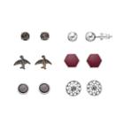 Mudd&reg; Bird, Flower Wheel & Hexagon Stud Earring Set, Women's, Multicolor