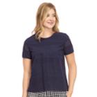 Women's Izod Eyelet Pleat-back Tee, Size: Medium, Blue (navy)