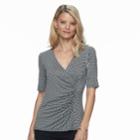 Petite Dana Buchman Faux-wrap Top, Women's, Size: L Petite, Grey