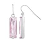 Sterling Silver Crystal Rectangle Drop Earrings, Women's, Pink