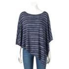 Women's Double Click Asymmetrical Striped Top, Size: Large, Blue (navy)