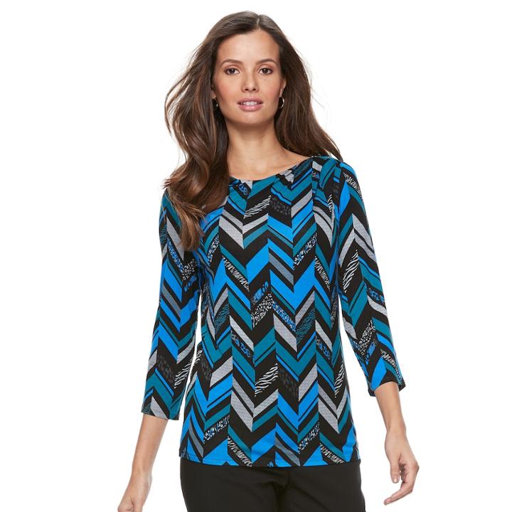 Petite Dana Buchman Half-cowlneck Top, Women's, Size: S Petite, Turquoise/blue (turq/aqua)