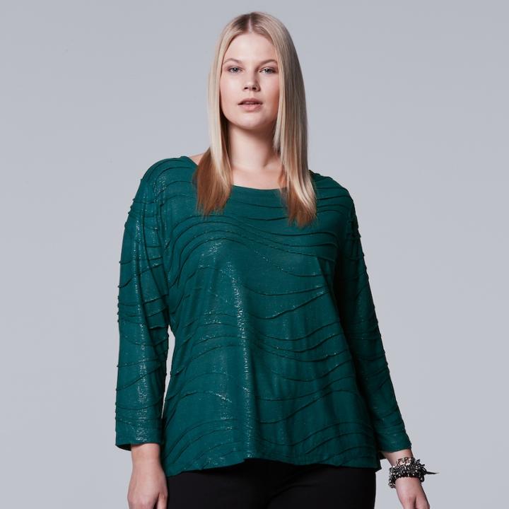 Plus Size Simply Vera Vera Wang Foil Accent Jacquard Tee, Women's, Size: 1xl, Green