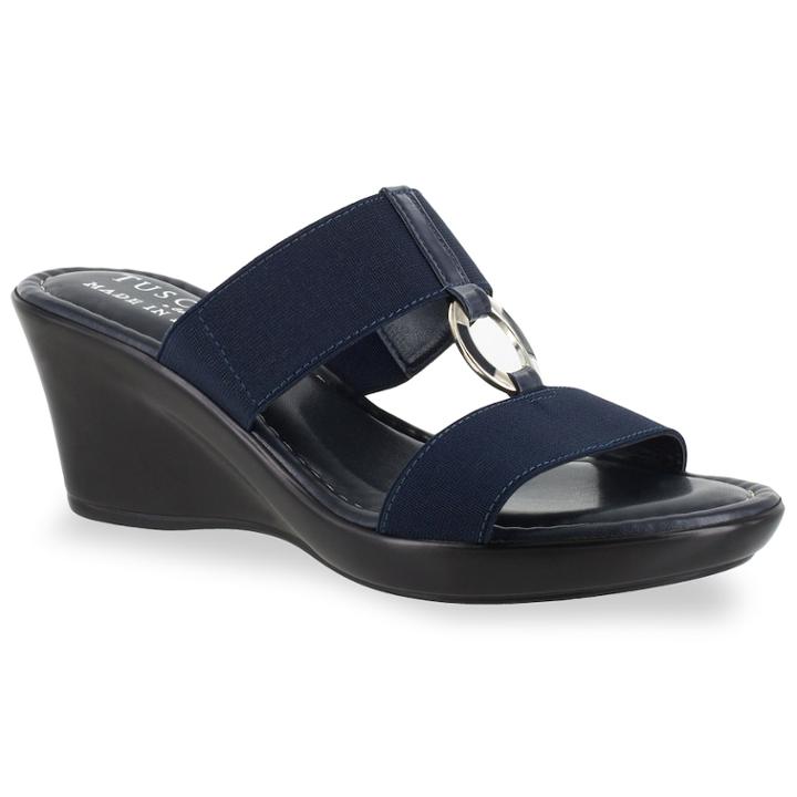 Tuscany By Easy Street Marietta Women's Wedge Sandals, Size: 7.5 Wide, Blue (navy)