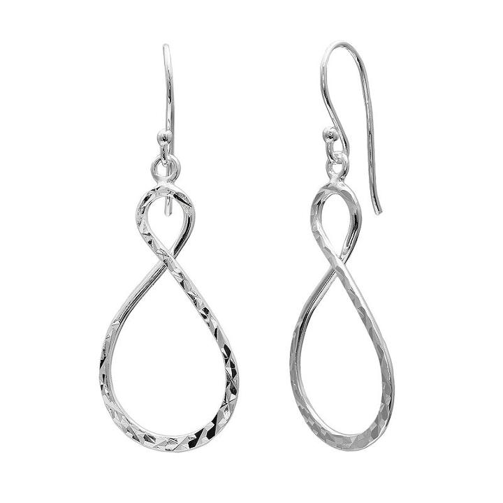 Primrose Sterling Silver Textured Infinity Drop Earrings, Women's, Grey