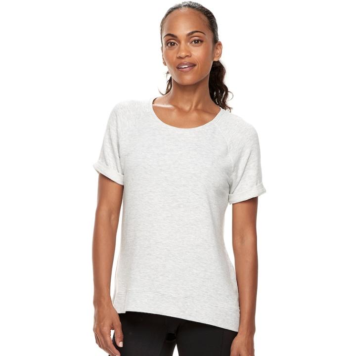 Women's Tek Gear&reg; Terry Short Sleeve Top, Size: Large, Light Grey
