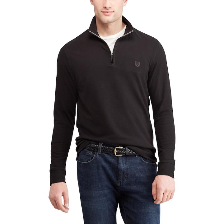 Men's Chaps Regular-fit Quarter-zip Pullover, Size: Xxl, Black
