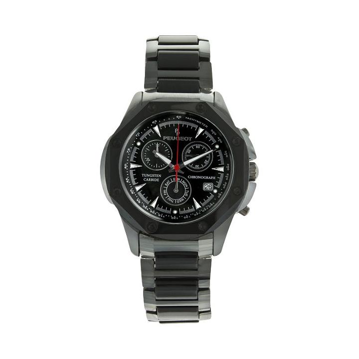 Peugeot Men's Tungsten & Ceramic Chronograph Watch - Ps923, Black
