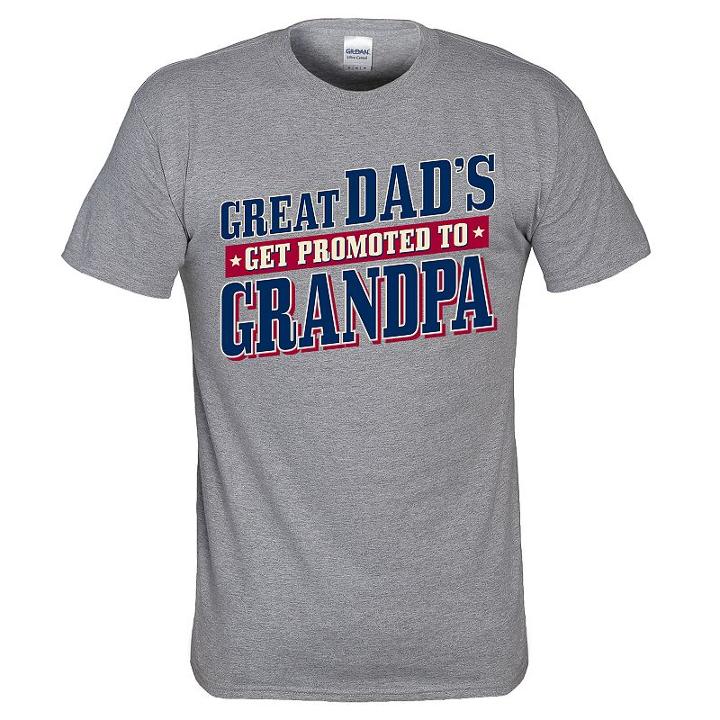 Men's Great Dads Get Promoted To Grandpa Tee, Size: Large, Grey